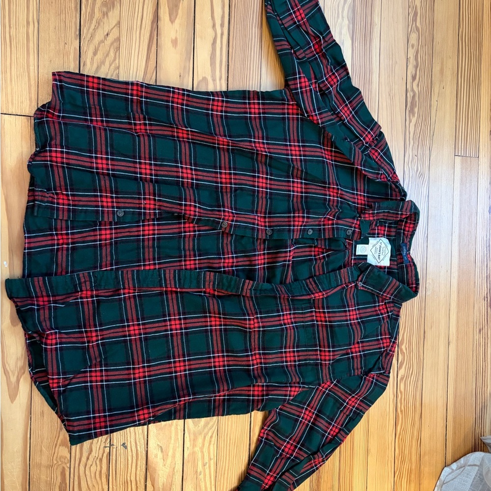 St. John's Bay Green and Red Checkered Shirt